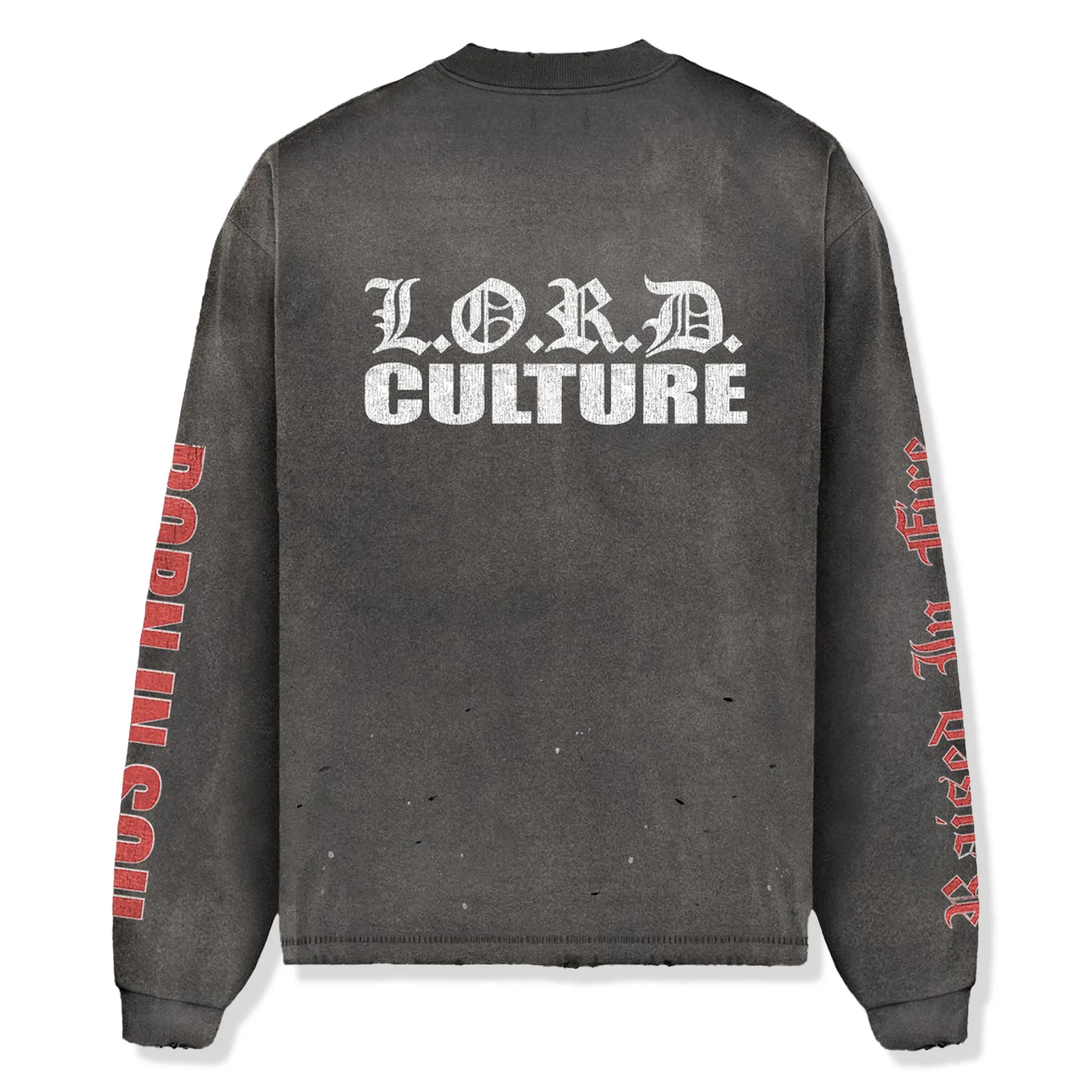 Back View of Lord Culture Soil L/S Washed Black T-Shirt